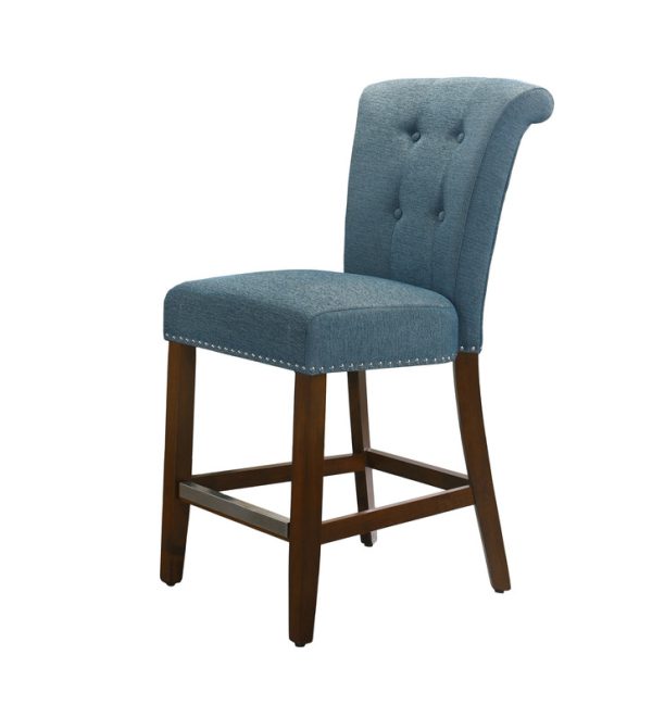 Auggie 20.5"W Blue Fabric Counter Height Chair with Nailhead Trim - Image 2