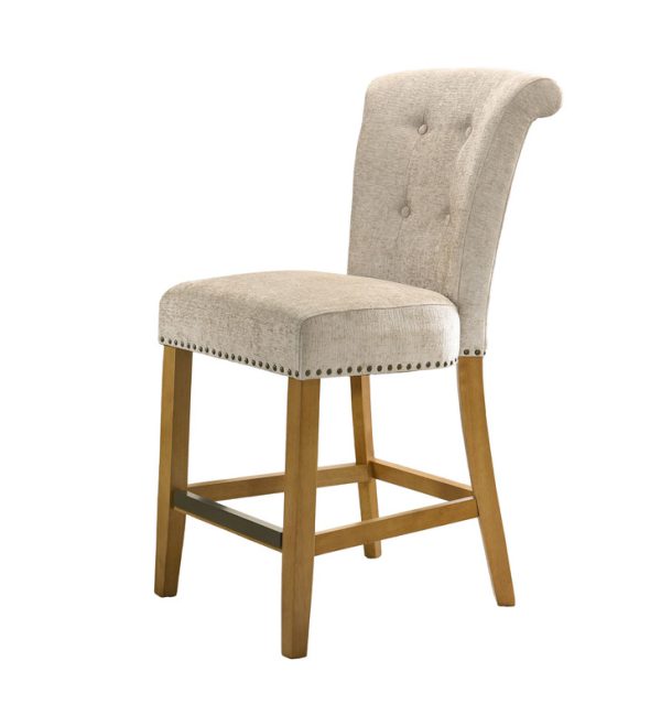 Auggie 20.5"W Cream Fabric Counter Height Chair with Nailhead Trim - Image 3