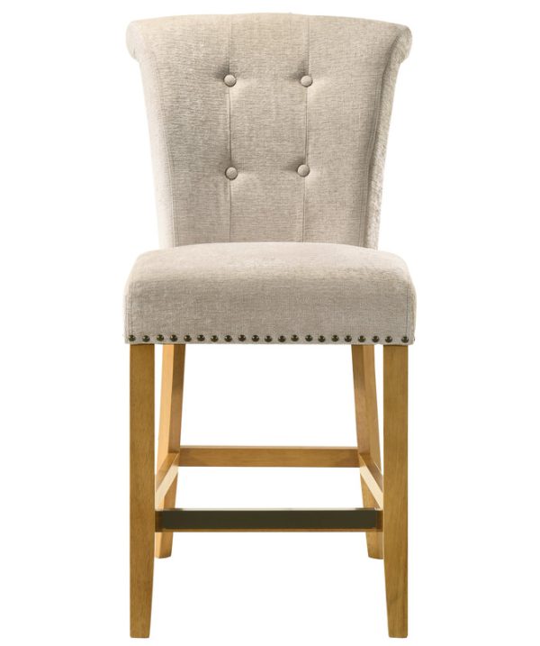 Auggie 20.5"W Cream Fabric Counter Height Chair with Nailhead Trim - Image 6