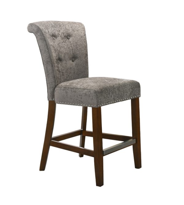 Auggie 20.5"W Gray Fabric Counter Height Chair with Nailhead Trim - Image 2