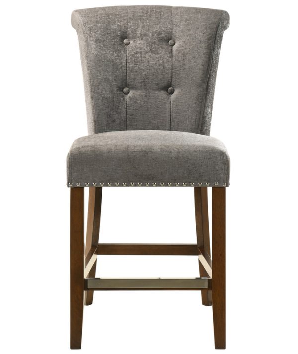 Auggie 20.5"W Gray Fabric Counter Height Chair with Nailhead Trim - Image 5