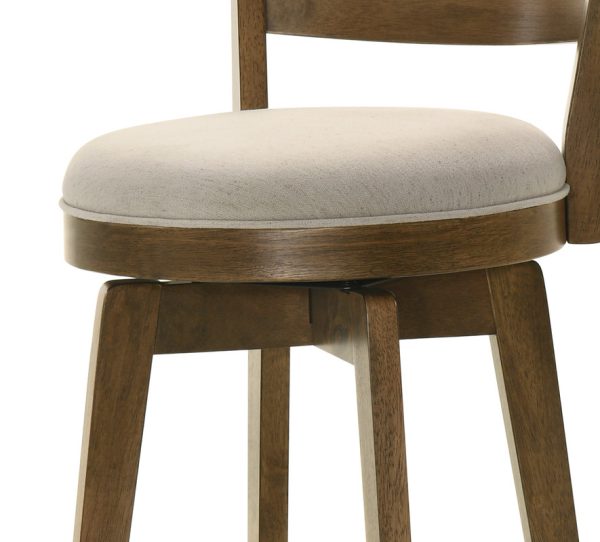 Joplin 20.5"W Walnut Ladder Back Counter Height Swivel Chair with Upholstered Seat - Image 2