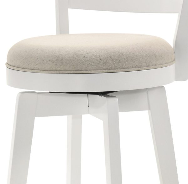 Joplin 20.5"W White Ladder Back Counter Height Swivel Chair with Upholstered Seat - Image 3