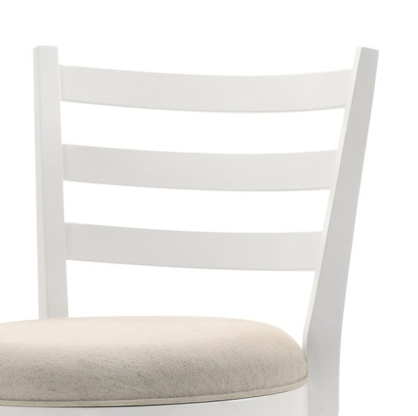 Joplin 20.5"W White Ladder Back Counter Height Swivel Chair with Upholstered Seat - Image 2