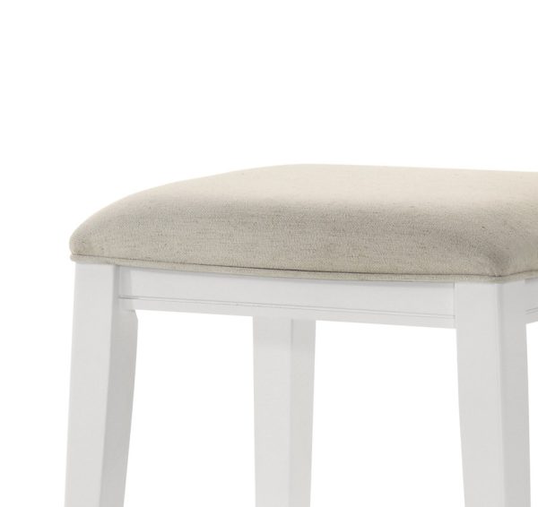 Sasha 17"W White Counter Height Stool with Upholstered Seat - Image 5