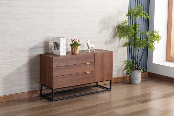Roscoe 47"W Walnut Brown Wood TV Stand Console Table