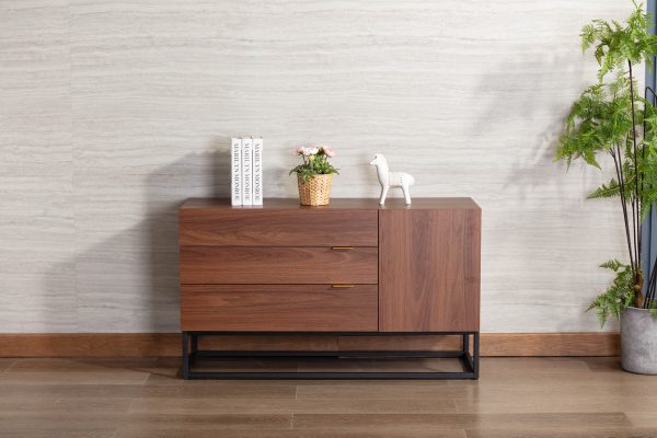 Roscoe 47"W Walnut Brown Wood TV Stand Console Table - Image 5
