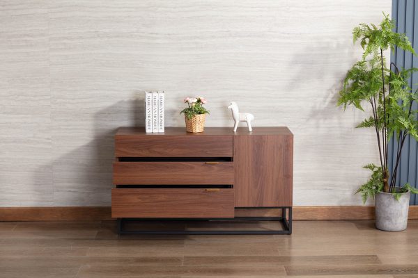 Roscoe 47"W Walnut Brown Wood TV Stand Console Table - Image 4