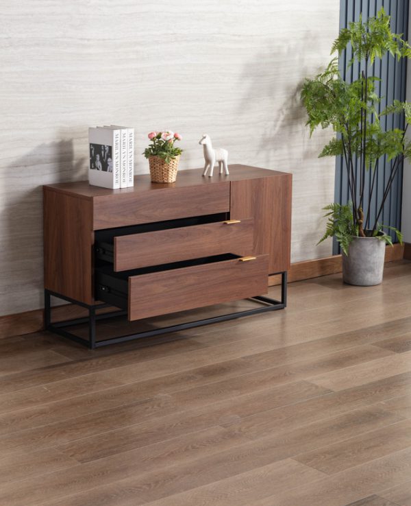 Roscoe 47"W Walnut Brown Wood TV Stand Console Table - Image 3