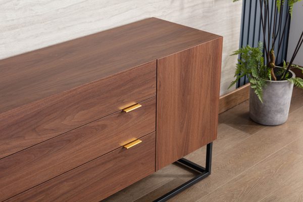 Roscoe 47"W Walnut Brown Wood TV Stand Console Table - Image 2