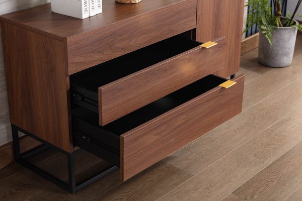 Roscoe 47"W Walnut Brown Wood TV Stand Console Table - Image 9