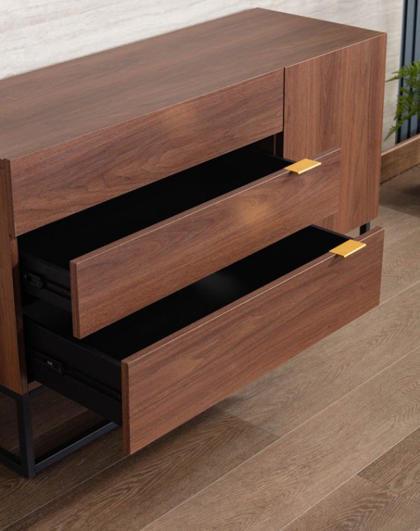 Roscoe 47"W Walnut Brown Wood TV Stand Console Table - Image 8