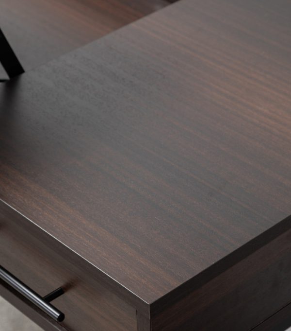 Juno 47"W Dark Brown Wood Lift Top Desk with Hidden Storage and Drawer - Image 9