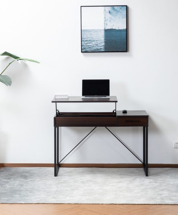 Juno 47"W Dark Brown Wood Lift Top Desk with Hidden Storage and Drawer - Image 5