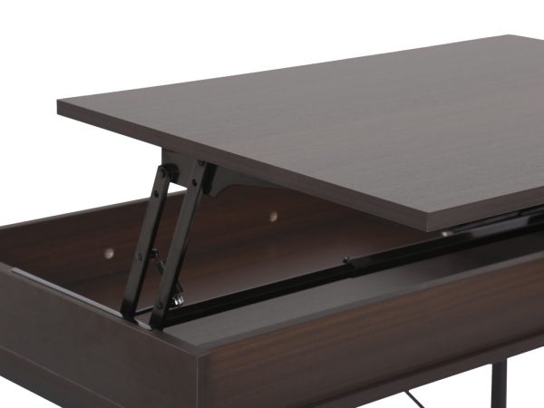 Juno 47"W Dark Brown Wood Lift Top Desk with Hidden Storage and Drawer - Image 11