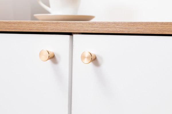 Carlotta 46.5"W Light Brown and White Storage Console Cabinet Table - Image 9