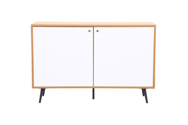 Carlotta 46.5"W Light Brown and White Storage Console Cabinet Table - Image 2