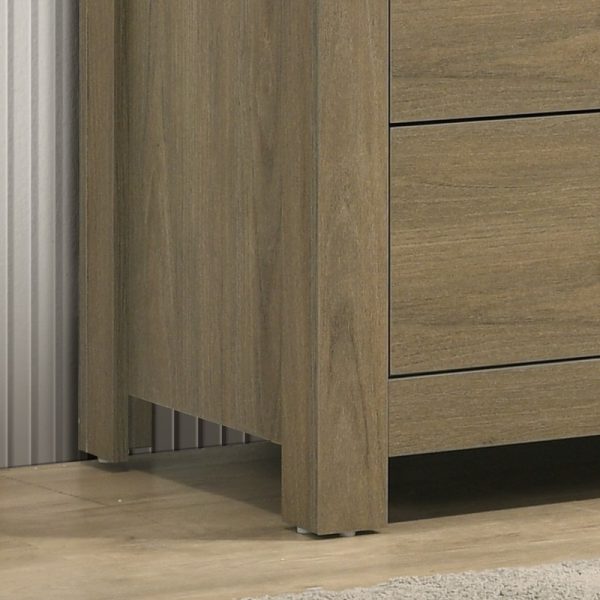 Finn 51"W Coffee Gray Oak Finish Dresser with 6 Drawers and Black Handles - Image 5