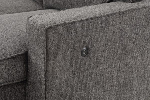Estelle 86.5"W Dark Gray Fabric Reversible Sleeper Sectional with Storage Chaise Drop-Down Table 2 Cup Holders and 2 USB Ports - Image 6