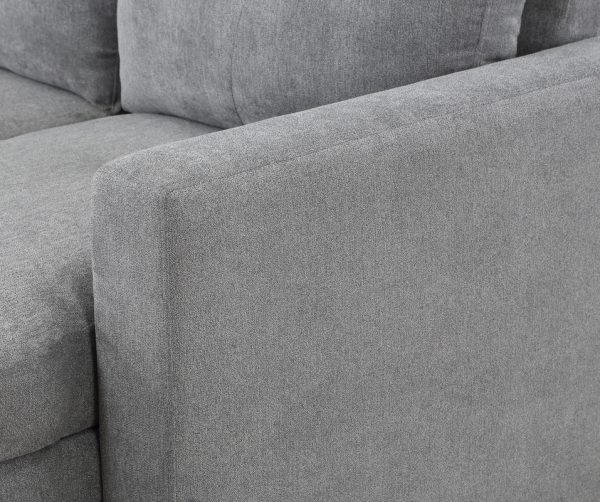 Serenity 87.5"W Gray Fabric Reversible Sleeper Sectional Sofa with Storage Chaise - Image 3
