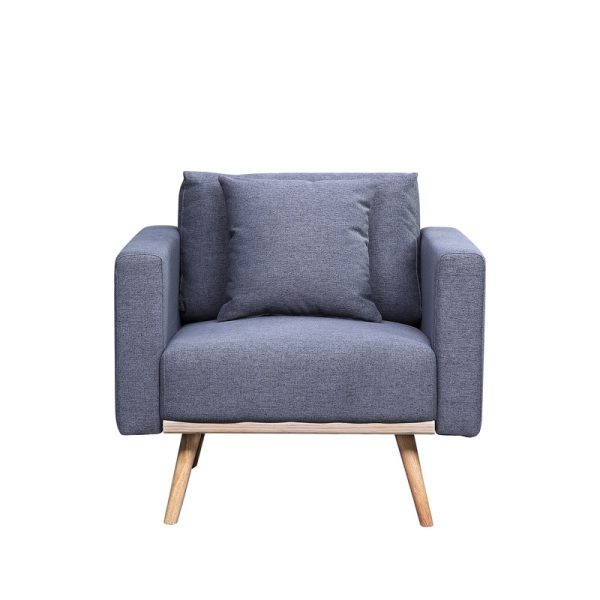 Easton 32.5"W Dark Gray Linen Fabric Chair with USB Charging Ports Pockets & Pillows - Image 4
