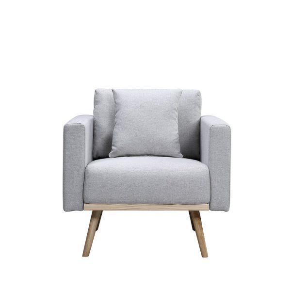 Easton 32.5"W Light Gray Linen Fabric Chair with USB Charging Ports Pockets & Pillows - Image 3