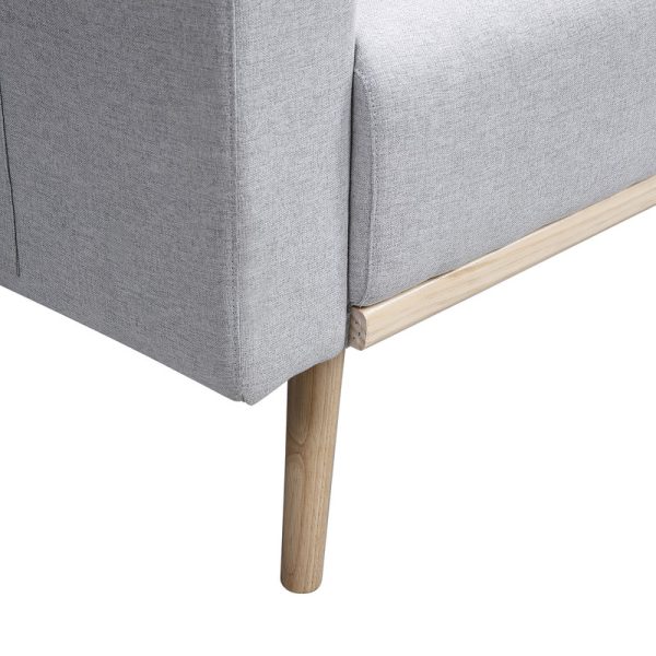 Easton 56.5"W Light Gray Linen Fabric Loveseat with USB Charging Ports Pockets & Pillows - Image 5