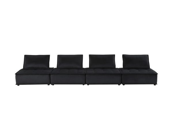 Anna 120"W Black Velvet 4 Pc Sectional Sofa - Image 6