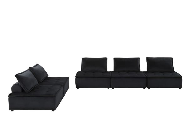 Anna 120"W Black Velvet 5 Pc Sofa and Loveseat - Image 6