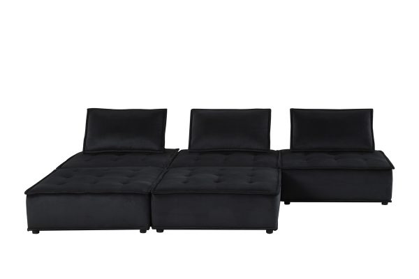 Anna 120"W Black Velvet 5 Pc Sofa and Loveseat - Image 8