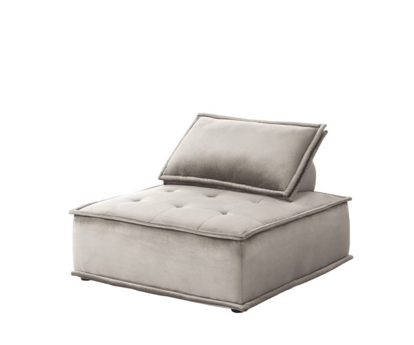 Anna 80"W Light Gray Velvet 3 Pc Sectional Sofa Ottoman - Image 4