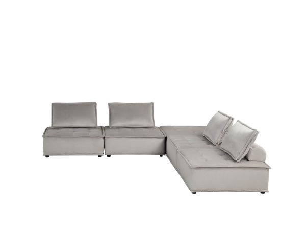 Anna 120"W Light Gray Velvet 5 Pc Sofa and Loveseat - Image 2
