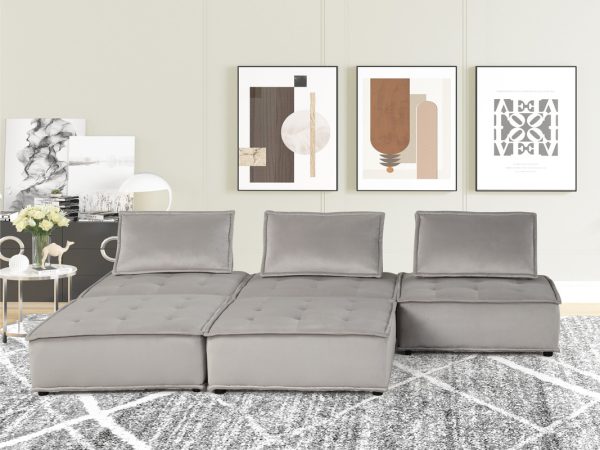 Anna 120"W Light Gray Velvet 5 Pc Sofa and Loveseat - Image 9