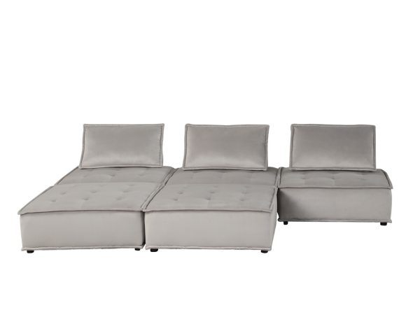 Anna 120"W Light Gray Velvet 5 Pc Sofa and Loveseat - Image 8