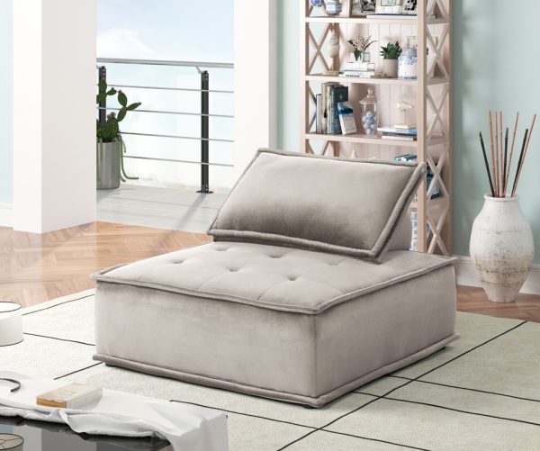 Anna 40"W Light Gray Velvet Armless Lounge Chair