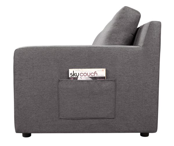 Waylon 93"W Gray Linen 6-Seater L-Shape Sectional Sofa with Storage Ottoman and Pockets - Image 3