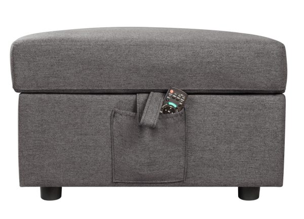 Waylon 93"W Gray Linen 6-Seater L-Shape Sectional Sofa with Storage Ottoman and Pockets - Image 2
