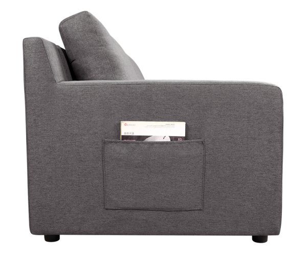 Waylon 119"W Gray Linen 7-Seater L-Shape Sectional Sofa with Storage Ottomans and Pockets - Image 6