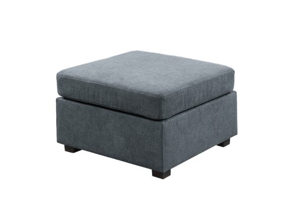 Isla 92.5"W Gray Woven Fabric 6-Seater Sectional Sofa with Ottoman - Image 3