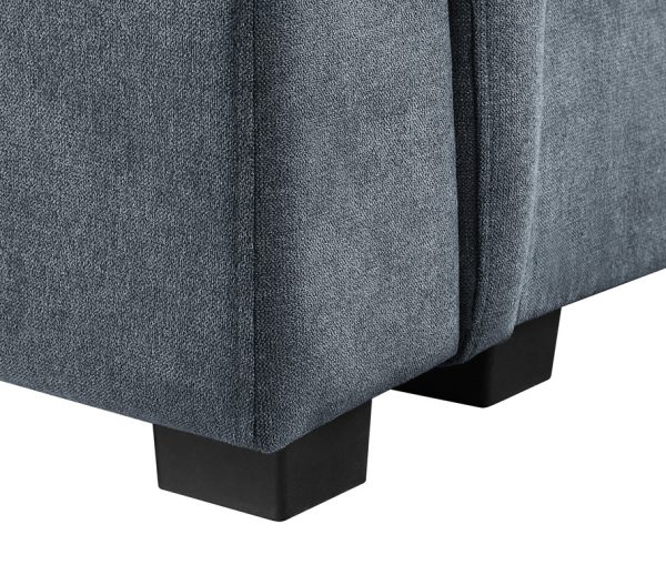 Isla 92.5"W Gray Woven Fabric 6-Seater Sectional Sofa with Ottoman - Image 2