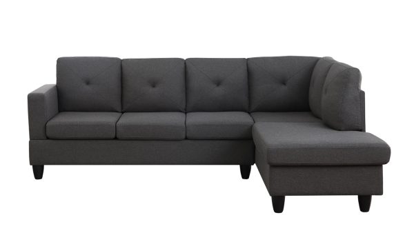 Santiago 96"W Dark Gray Linen Sectional Sofa with Right Facing Chaise - Image 6