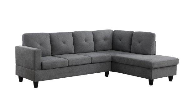 Ivan 96"W Dark Gray Woven Sectional Sofa with Right Facing Chaise - Image 4