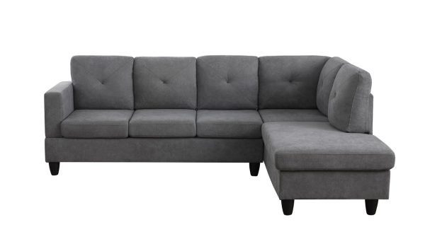 Ivan 96"W Dark Gray Woven Sectional Sofa with Right Facing Chaise - Image 2