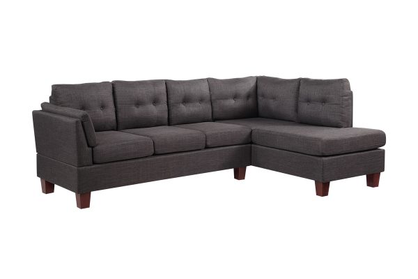 Dalia 97"W Dark Gray Linen Modern Sectional Sofa with Right Facing Chaise - Image 2