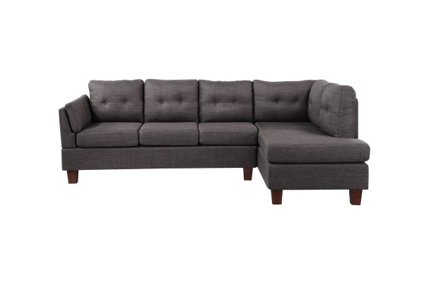 Dalia 97"W Dark Gray Linen Modern Sectional Sofa with Right Facing Chaise - Image 3