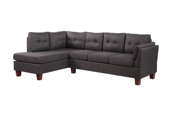Dalia 97"W Dark Gray Linen Modern Sectional Sofa with Left Facing Chaise - Image 2