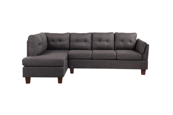 Dalia 97"W Dark Gray Linen Modern Sectional Sofa with Left Facing Chaise - Image 3