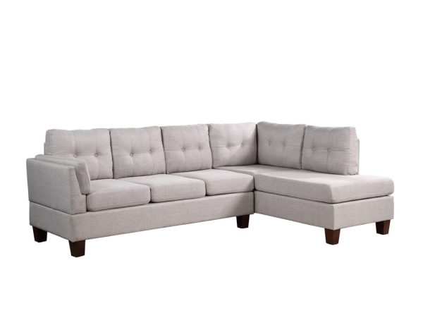 Dalia 97"W Light Gray Linen Modern Sectional Sofa with Right Facing Chaise - Image 2