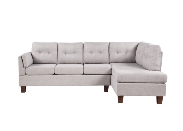 Dalia 97"W Light Gray Linen Modern Sectional Sofa with Right Facing Chaise - Image 3