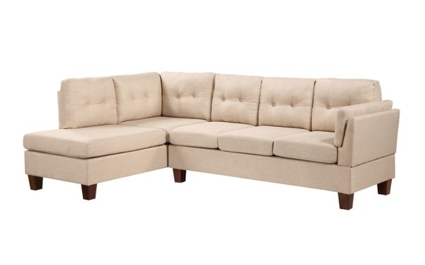 Dalia 97"W Khaki Linen Modern Sectional Sofa with Left Facing Chaise - Image 2